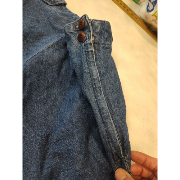 Ralph Lauren Country Denim Skirt Long Bell Shape Leather Pocket Accents Made USA - Picture 6 of 13